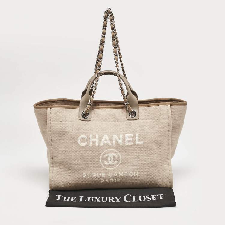 Pre Owned Chanel Beige Canvas Large Deauville Shopper Tote