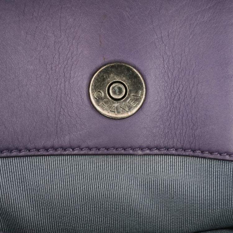 Pre Owned Chanel Purple Quilted Lambskin Daily Shopping Tote Bag