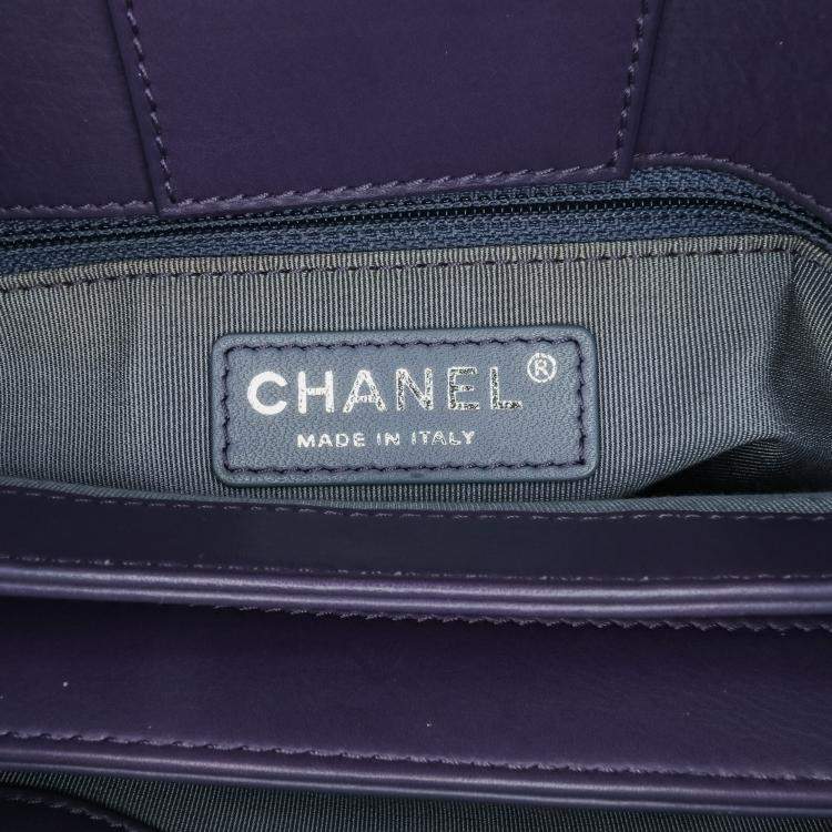 Pre Owned Chanel Purple Quilted Lambskin Daily Shopping Tote Bag