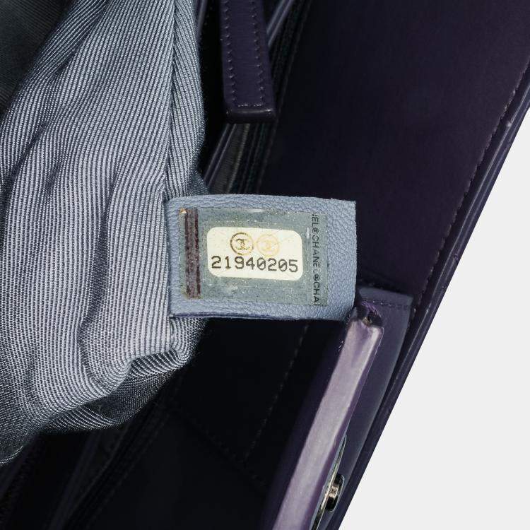 Pre Owned Chanel Purple Quilted Lambskin Daily Shopping Tote Bag