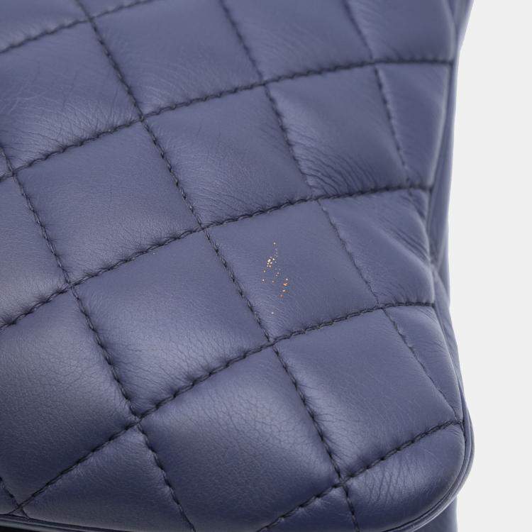Pre Owned Chanel Purple Quilted Lambskin Daily Shopping Tote Bag