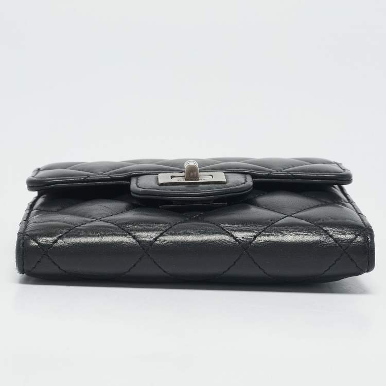 Pre Owned Chanel Black Quilted Leather Reissue Compact Wallet