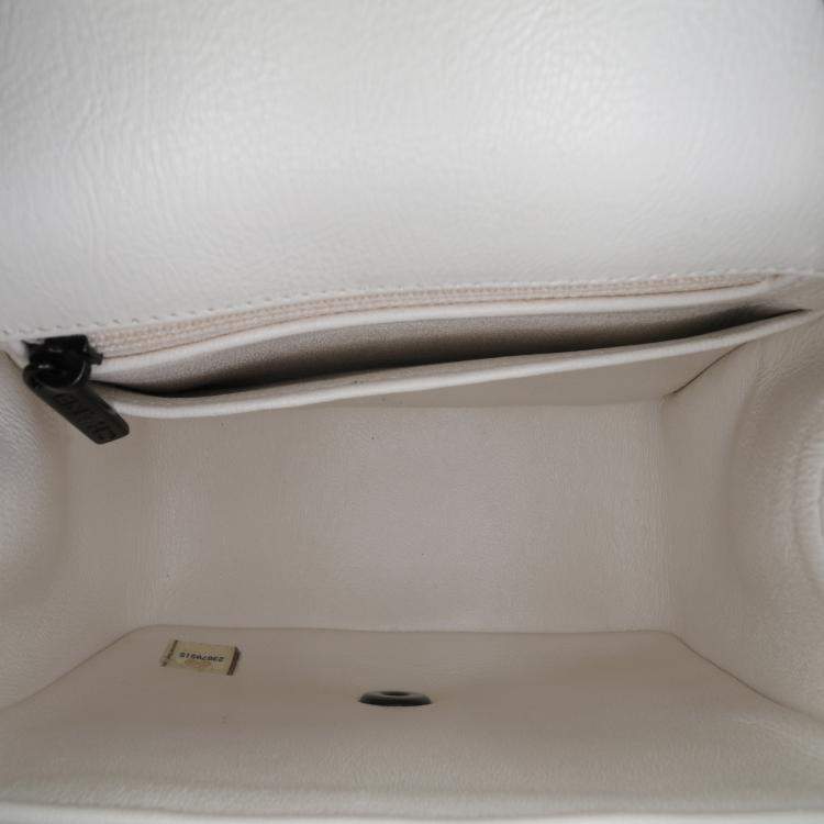 Pre Owned Chanel Ivory Leather Mini Square Classic Single Flap Bag