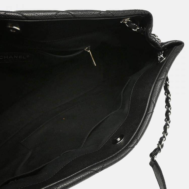 Pre Owned Chanel Black Caviar Leather Timeless Soft Chain Tote Bag