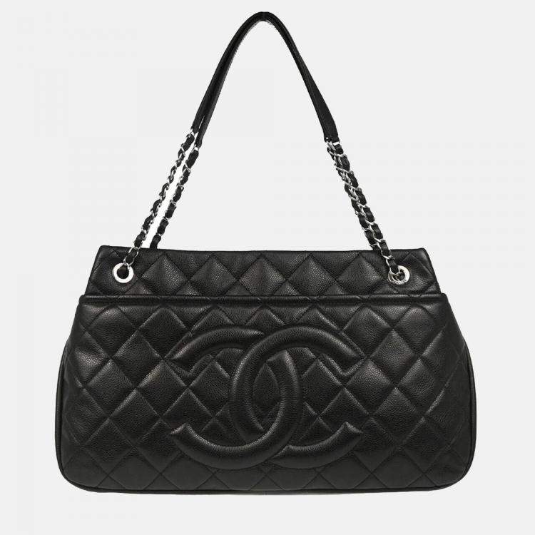 Pre Owned Chanel Black Caviar Leather Timeless Soft Chain Tote Bag