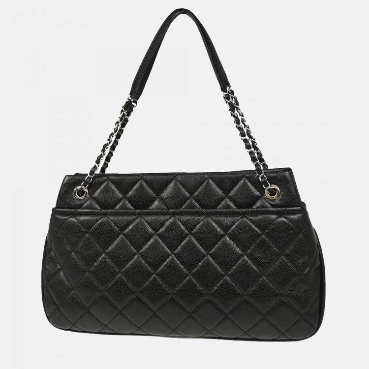 Pre Owned Chanel Black Caviar Leather Timeless Soft Chain Tote Bag