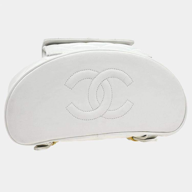 Pre Owned Chanel White Lambskin Duma Backpack