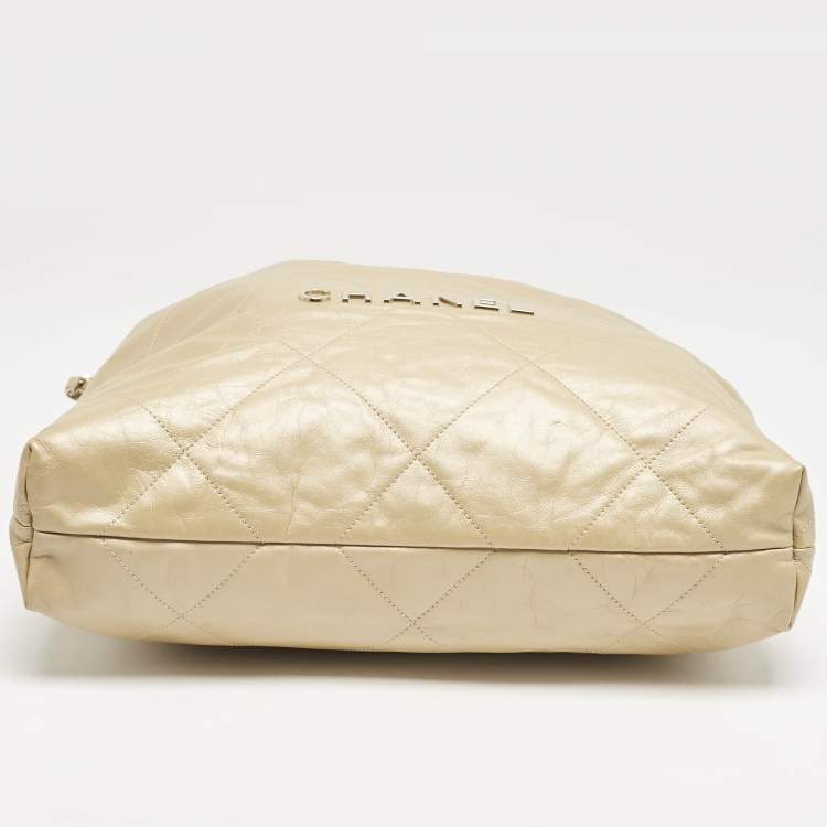 Pre Owned Chanel Cream Quilted Leather 22 Bag