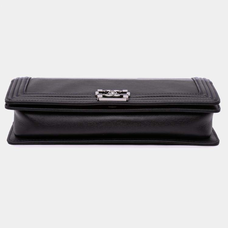 Pre Owned Chanel Bicolor Lambskin Boy Clutch Bag
