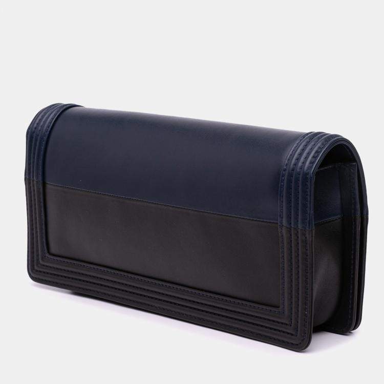 Pre Owned Chanel Bicolor Lambskin Boy Clutch Bag