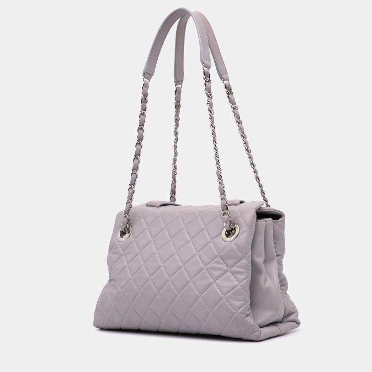 Pre Owned Chanel Grey Quilted Lambskin x3 Accordion  Bag