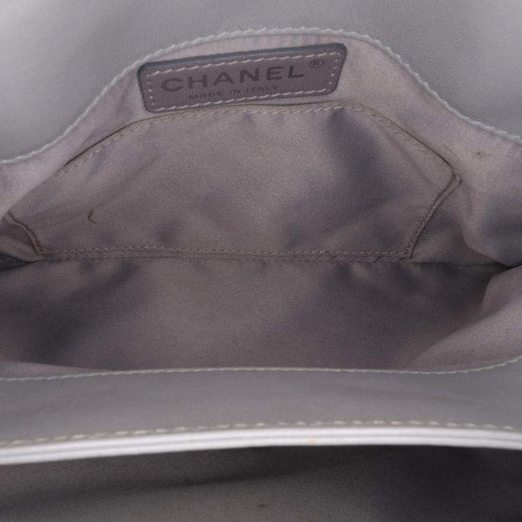 Pre Owned Chanel Grey Quilted Lambskin x3 Accordion  Bag