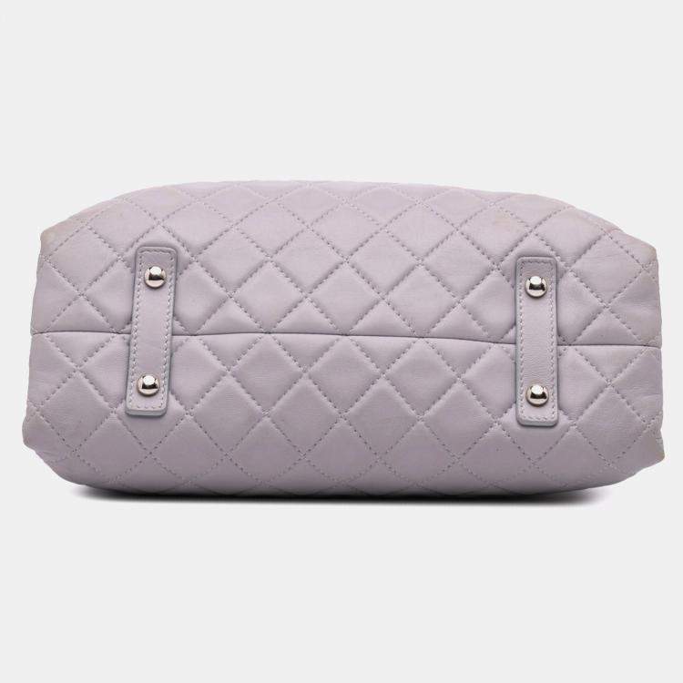 Pre Owned Chanel Grey Quilted Lambskin x3 Accordion  Bag