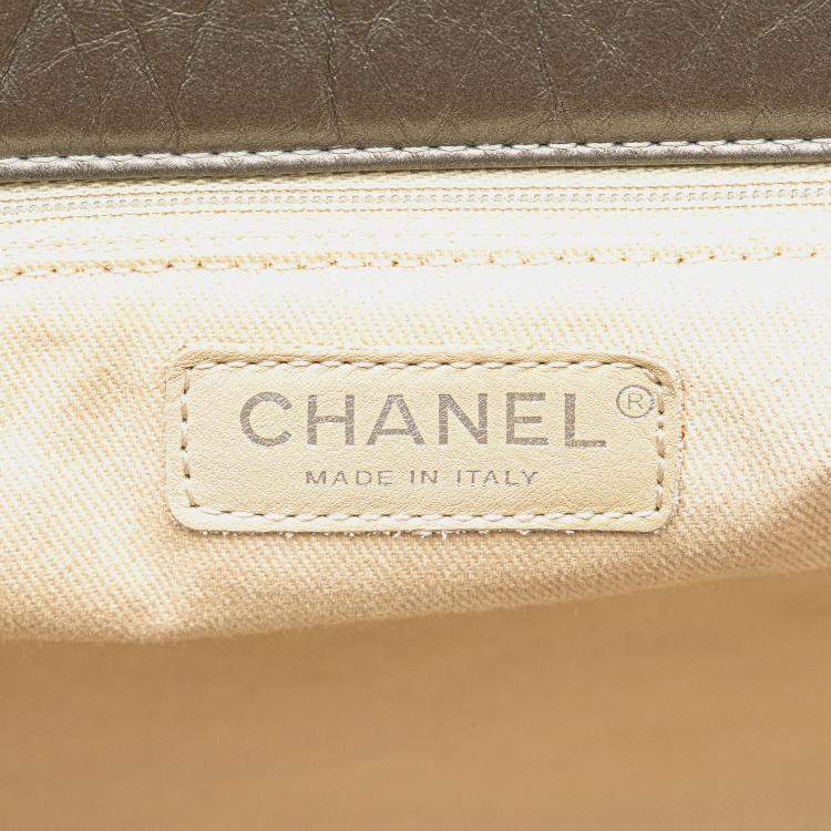 Pre Owned Chanel Silver Reissue 2.55 Quilted Aged Calfskin Tote Bag