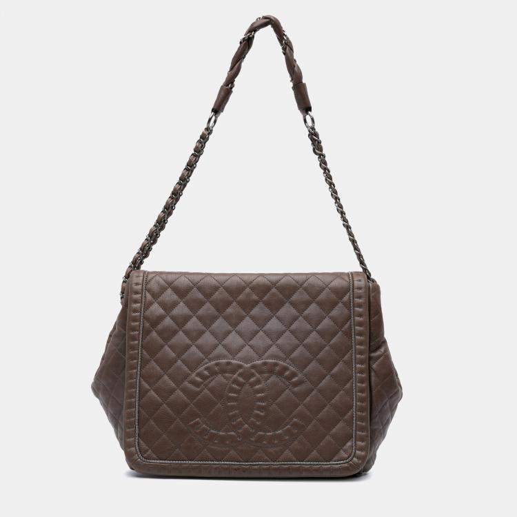 Pre Owned Chanel Brown Large Quilted Calfskin Istanbul Accordion Flap