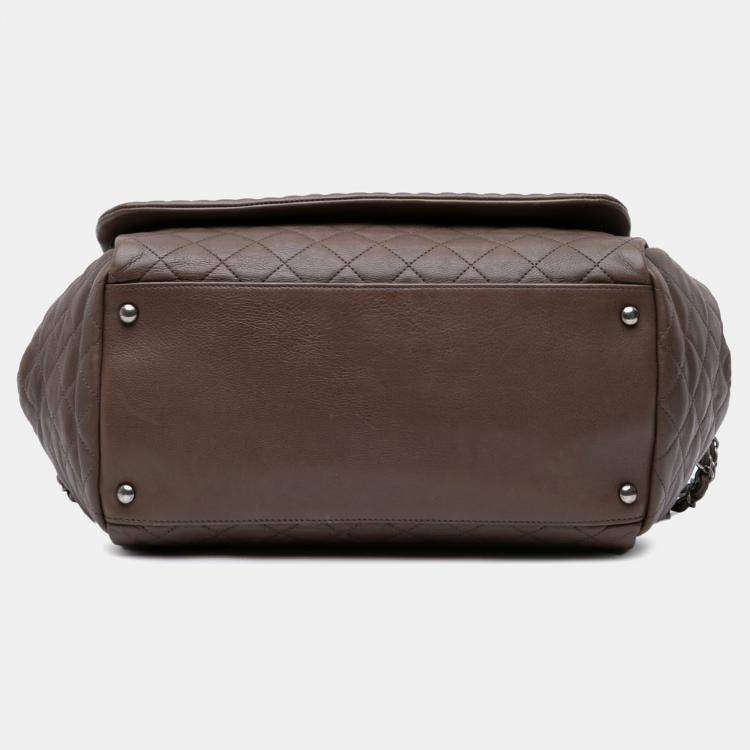 Pre Owned Chanel Brown Large Quilted Calfskin Istanbul Accordion Flap