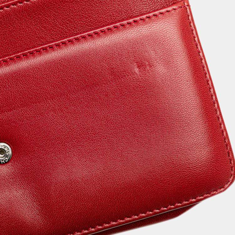 Pre Owned Chanel Red CC Calfskin Wallet On Chain