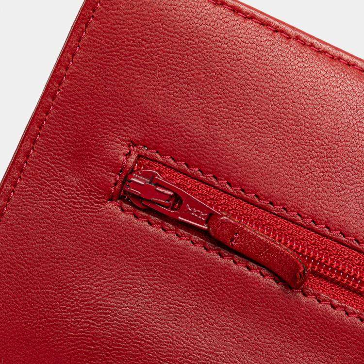 Pre Owned Chanel Red CC Calfskin Wallet On Chain