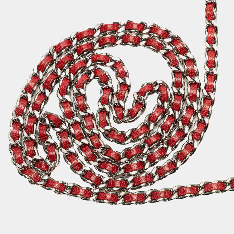 Pre Owned Chanel Red CC Calfskin Wallet On Chain