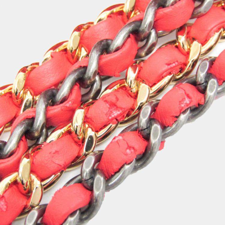 Pre Owned Chanel Coral Red Leather Gabrielle Hobo Bag