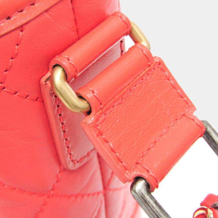 Pre Owned Chanel Coral Red Leather Gabrielle Hobo Bag