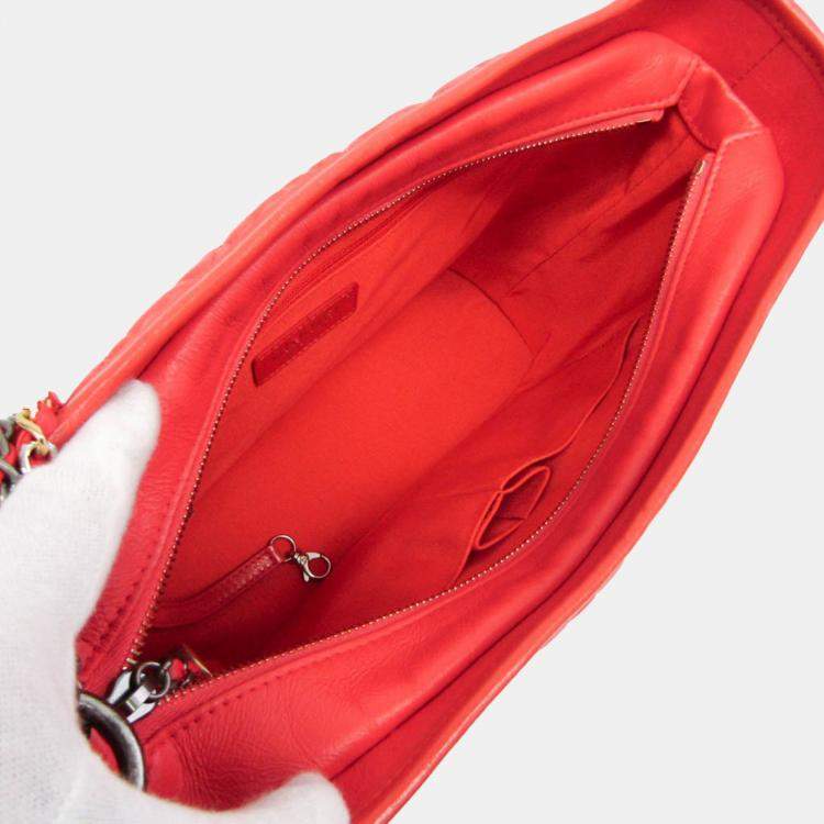Pre Owned Chanel Coral Red Leather Gabrielle Hobo Bag