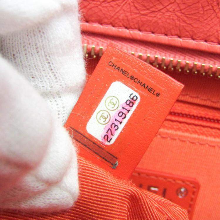 Pre Owned Chanel Coral Red Leather Gabrielle Hobo Bag