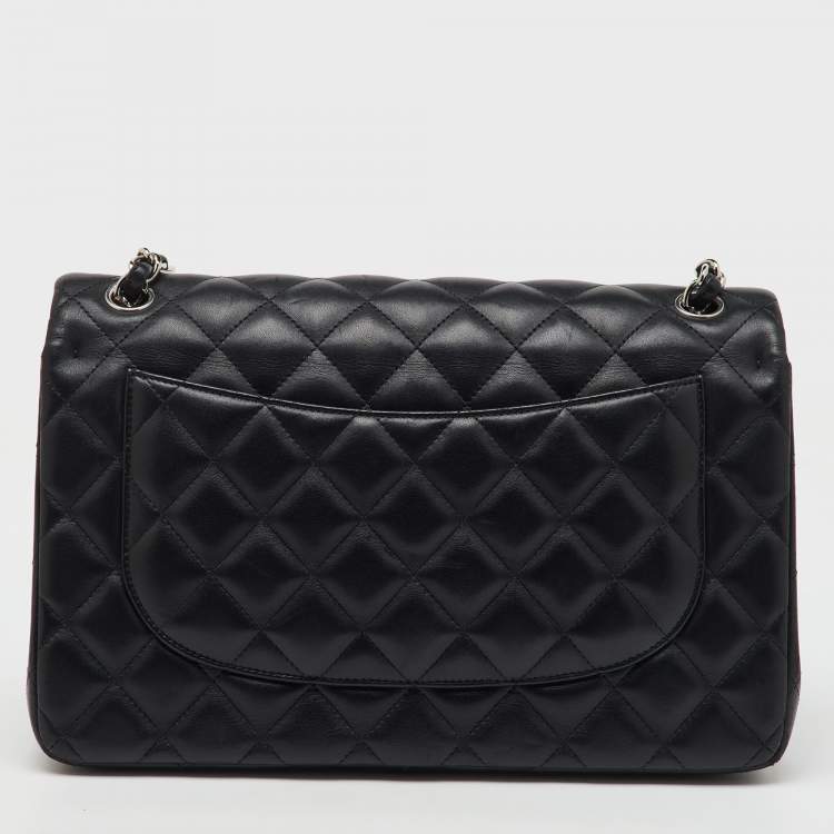 Pre Owned Chanel Black Quilted Leather Large Classic Double Flap Bag