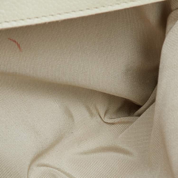 Pre Owned Chanel Off White Quilted Caviar Leather Petite Timeless Shopper Tote Bag