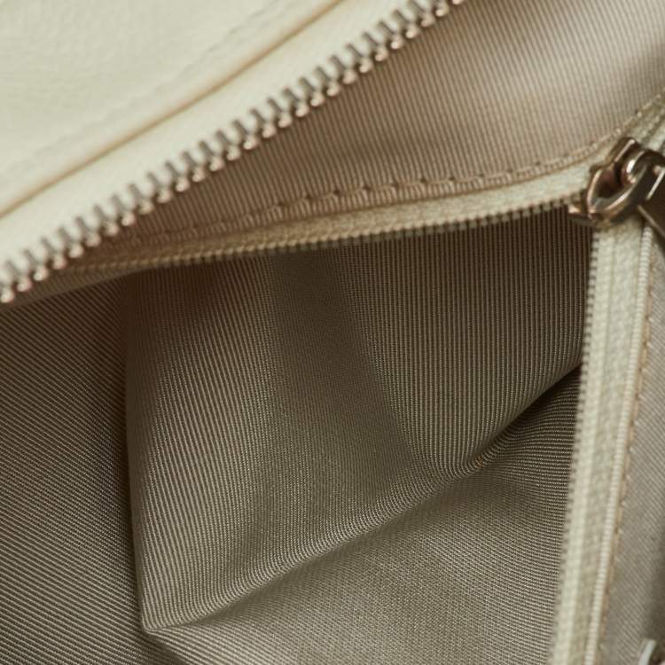 Pre Owned Chanel Off White Quilted Caviar Leather Petite Timeless Shopper Tote Bag