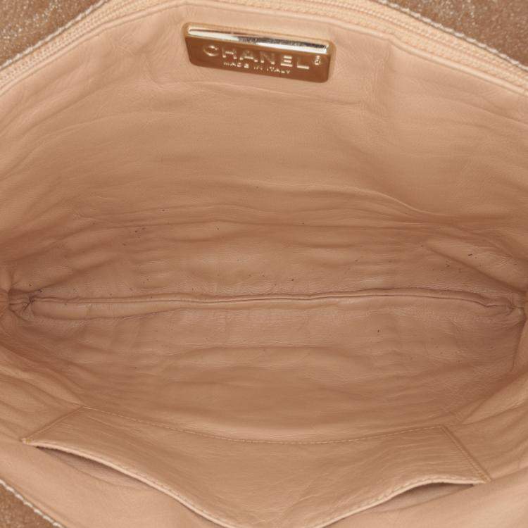 Pre Owned Chanel Gold Metallic Goatskin Luxe Ligne Tote