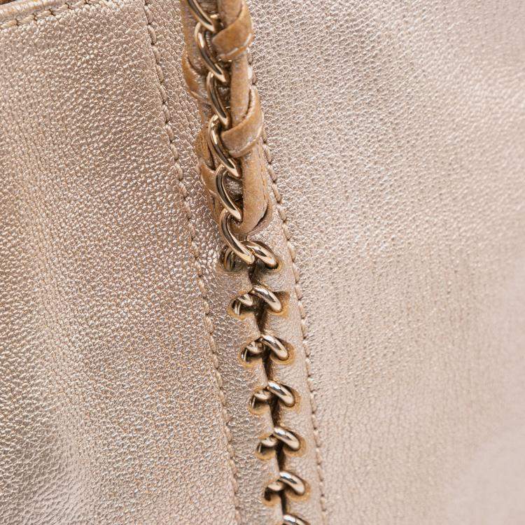 Pre Owned Chanel Gold Metallic Goatskin Luxe Ligne Tote
