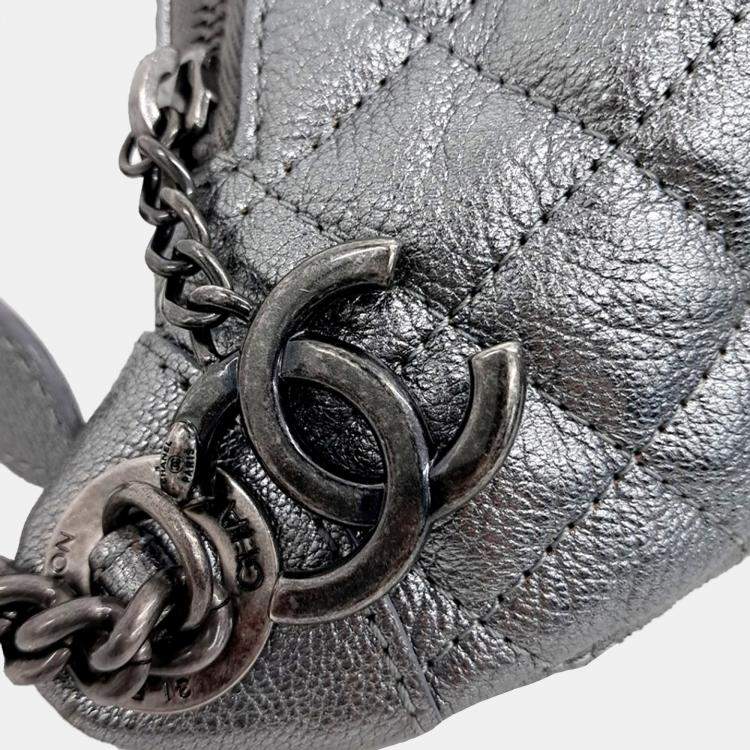 Pre Owned Chanel Grey Leather Hip Sack bag