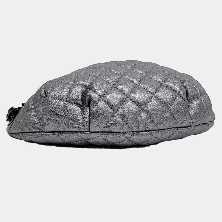 Pre Owned Chanel Grey Leather Hip Sack bag