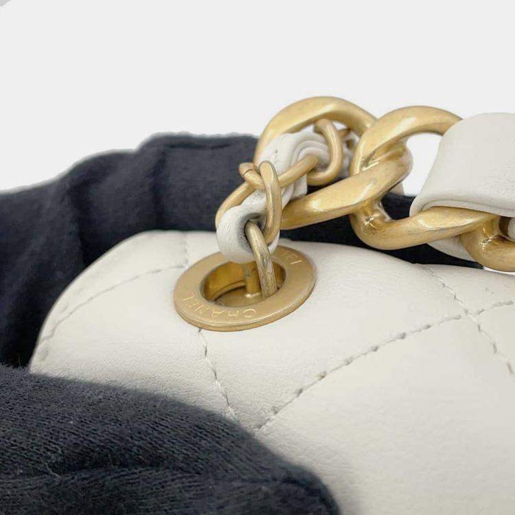 Pre Owned Chanel Matelasse Chain  White Lambskin shoulder Bag