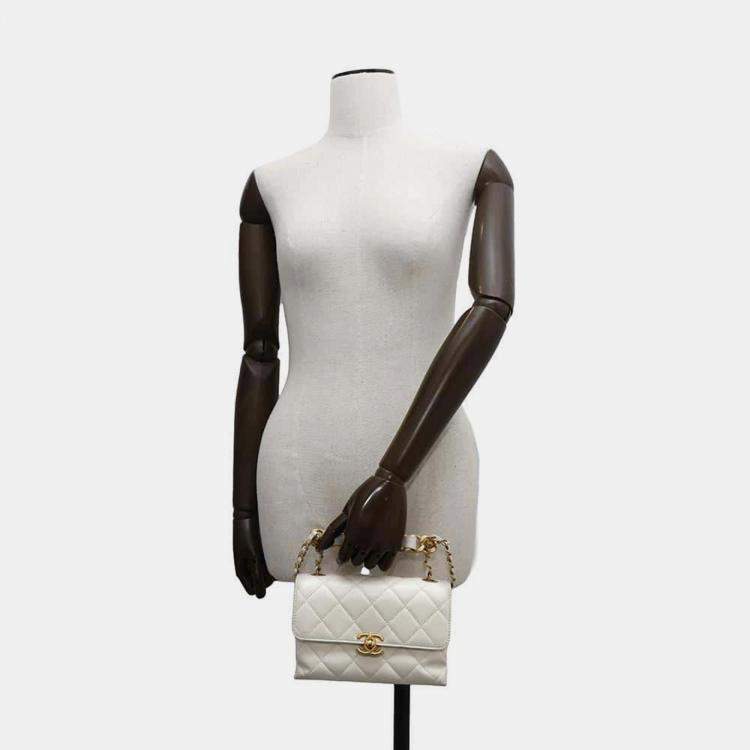 Pre Owned Chanel Matelasse Chain  White Lambskin shoulder Bag