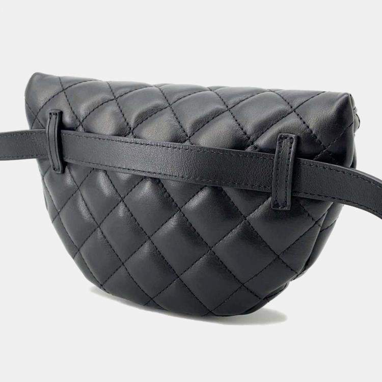 Pre Owned Chanel Black Lambskin Uniform Crossbody Bag