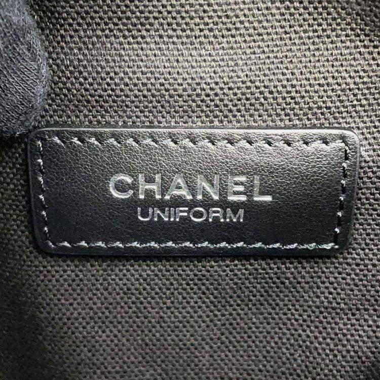 Pre Owned Chanel Black Lambskin Uniform Crossbody Bag