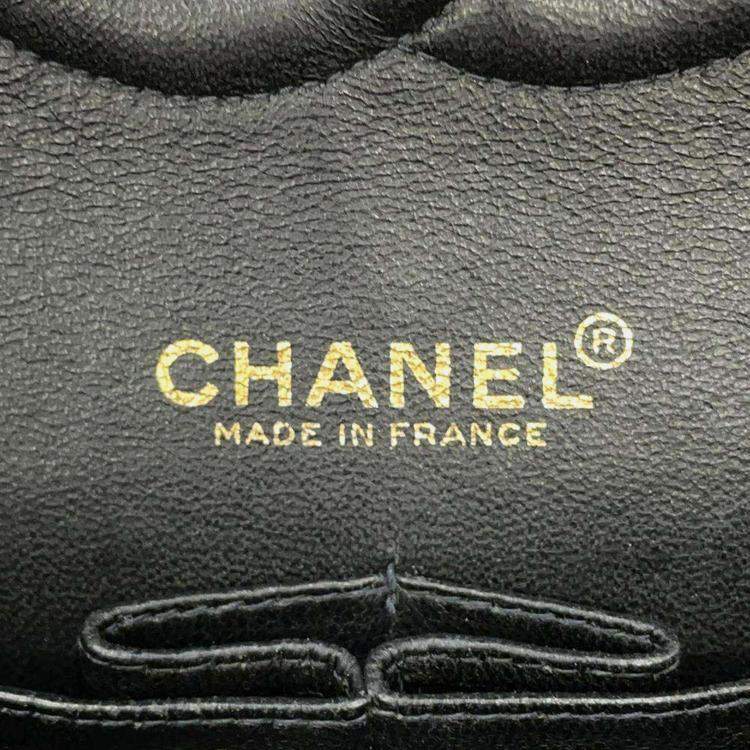 Pre Owned Chanel Matelasse Double Flap Chain Black Caviar Leather shoulder Bag