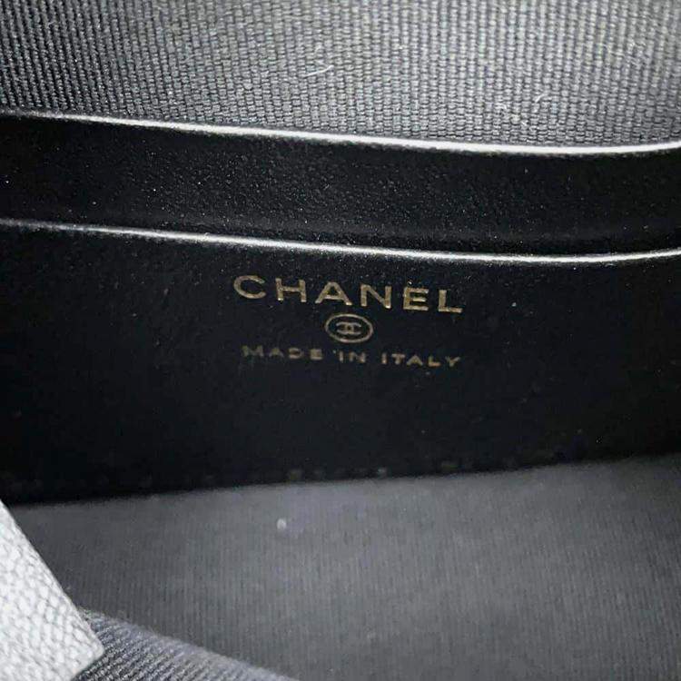 Pre Owned Chanel Black Tweed Pochette Chain Shoulder Bag