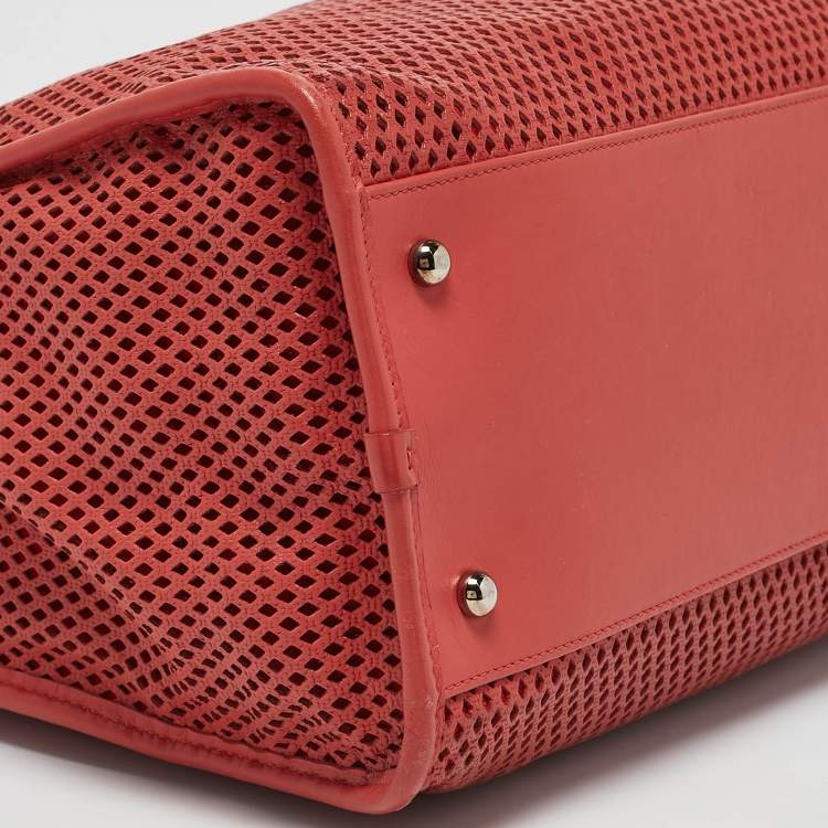 Pre Owned Chanel Brick Red Perforated Leather Up in the Air Tote