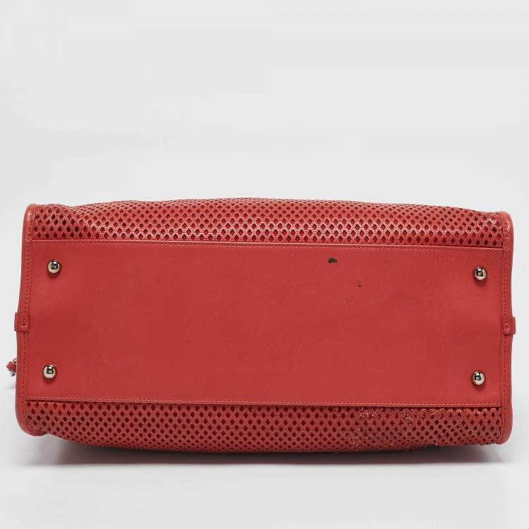 Pre Owned Chanel Brick Red Perforated Leather Up in the Air Tote