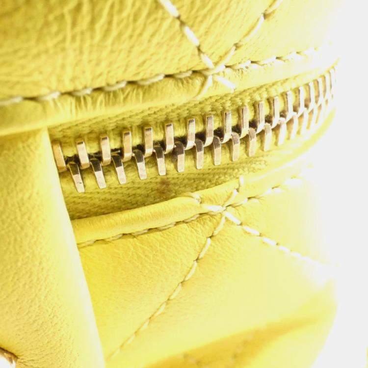 Pre Owned Chanel Yellow Leather Vanity Case Shoulder Bag