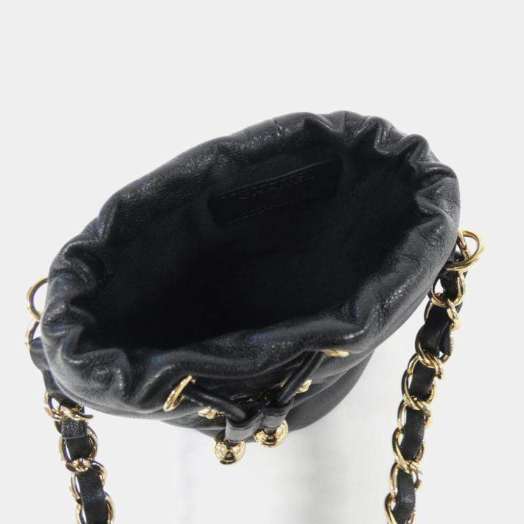 Pre Owned Chanel Black Calfskin Pillow Crush Clutch With Chain 