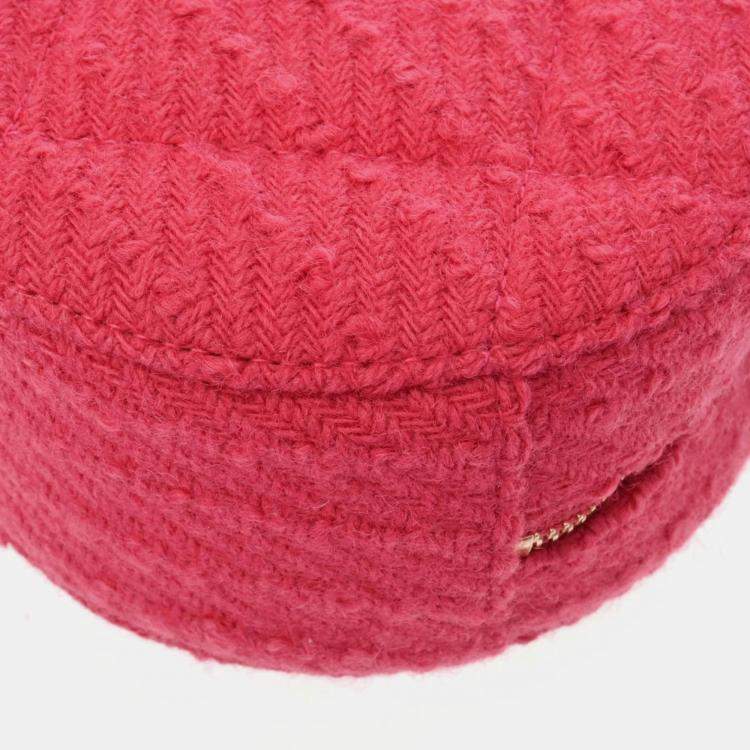 Pre Owned Chanel Pink Tweed 19 Round Shoulder Bag With Handle 