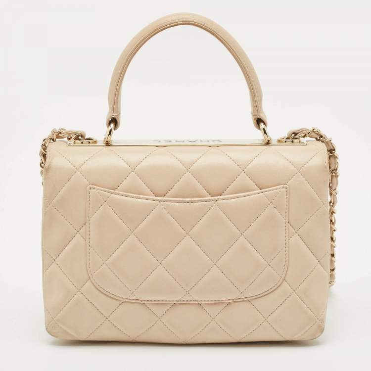 Pre Owned Chanel Beige Quilted Leather Small Trendy CC Top Handle Bag
