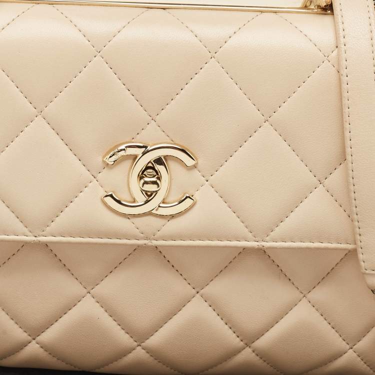 Pre Owned Chanel Beige Quilted Leather Small Trendy CC Top Handle Bag