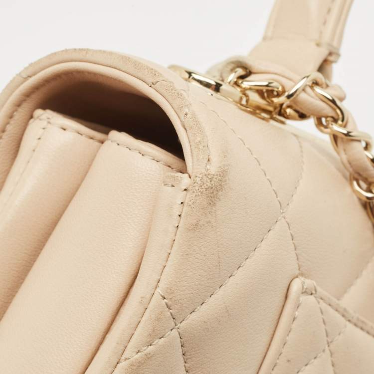 Pre Owned Chanel Beige Quilted Leather Small Trendy CC Top Handle Bag