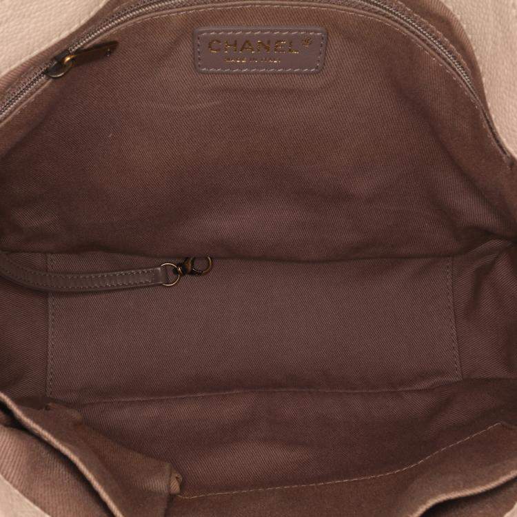 Pre Owned Chanel Beige Brown Chanel Beige/Brown Medium Quilted Caviar Coco Pleats Messenger Flap