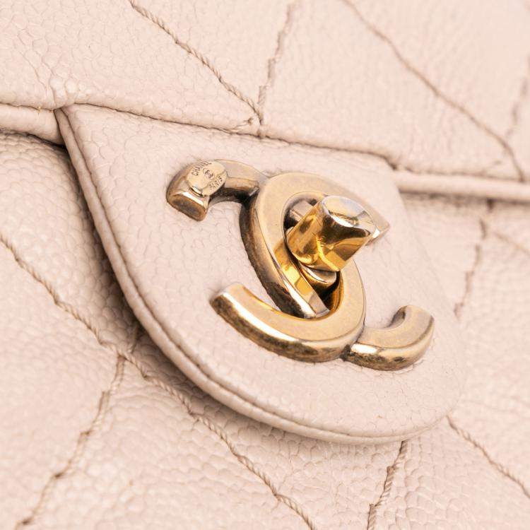 Pre Owned Chanel Beige Brown Chanel Beige/Brown Medium Quilted Caviar Coco Pleats Messenger Flap